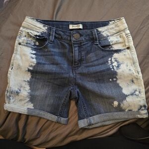 Mudd Blue Split Denim Shorts w/ Bleached Sides, Size 14